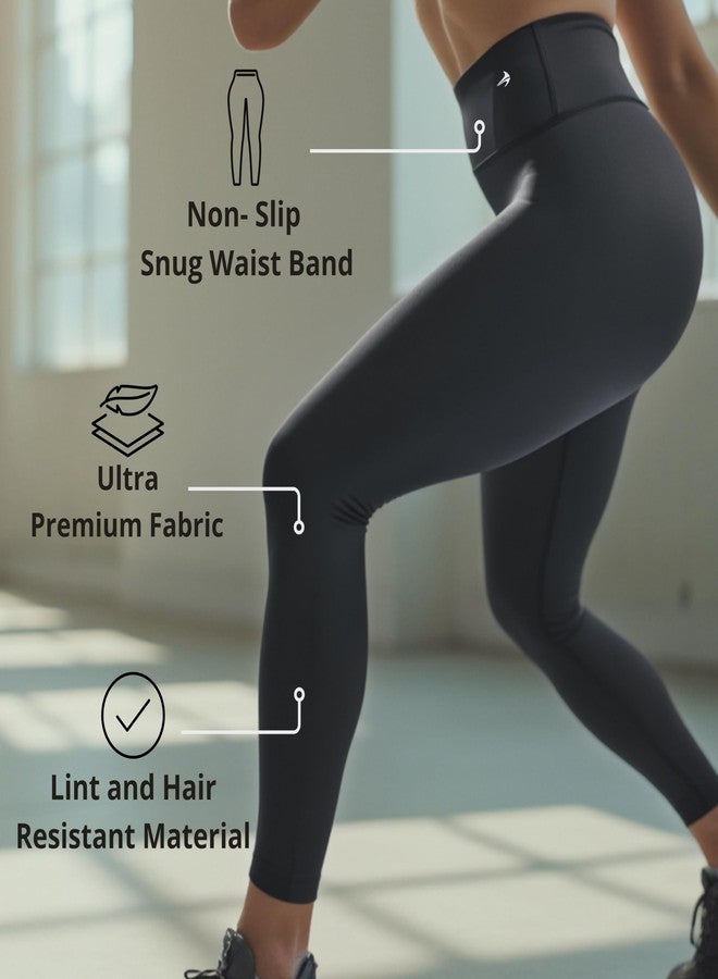 CompressionZ Women's Compression Leggings High Waisted Performance Shaping Gym, Pilates, Travel, Yoga, Workout Pants Black Small - Image 4